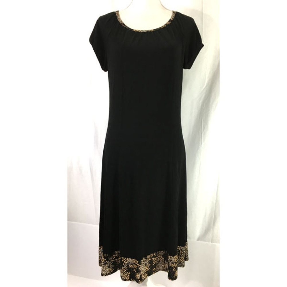 Citiknits slinky knit dress black brown (E554)